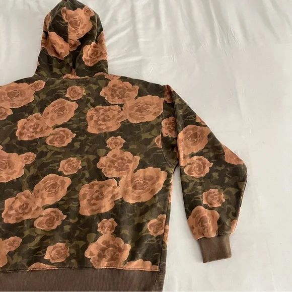 Free People Its A Vibe Printed Hoodie Sz M Floral Distressed Oversized Boho - Picture 12 of 14